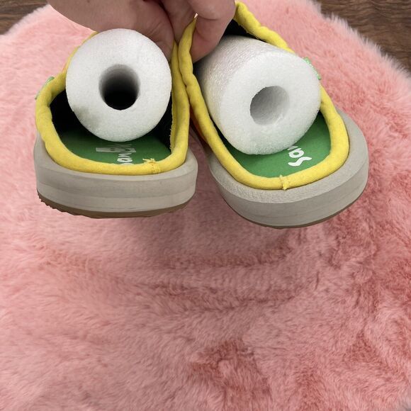 Sanuk Lil‎ Puffer Rainbow Mulitcolor Slip On Mules Shoes Kids Youth Size 5 NEW - Picture 3 of 6